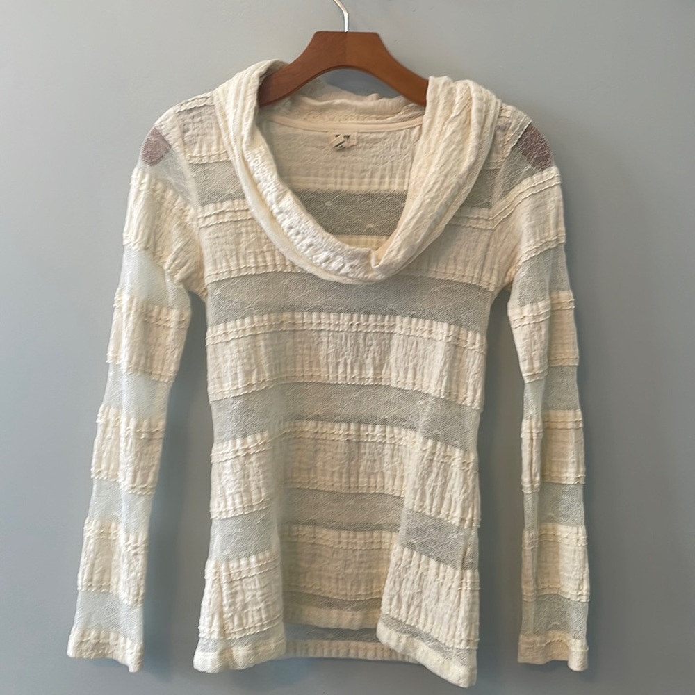 Anthropologie sheer lace cowl neck blouse, small